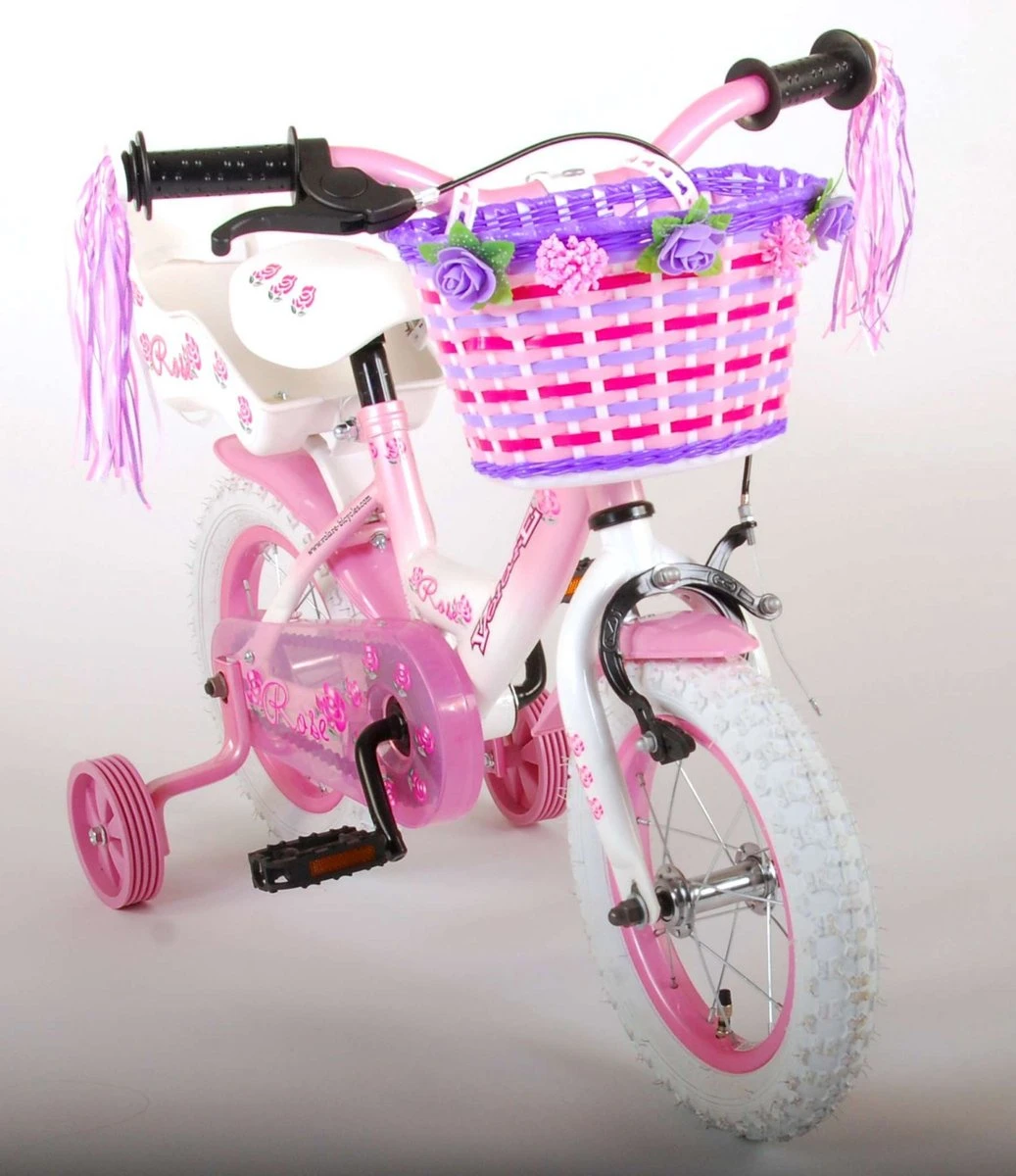 Volare Rose Kinderfiets - 12 Inch - Meisjes - Roze/wit - 95% Afgemonteerd - Afbeelding 13