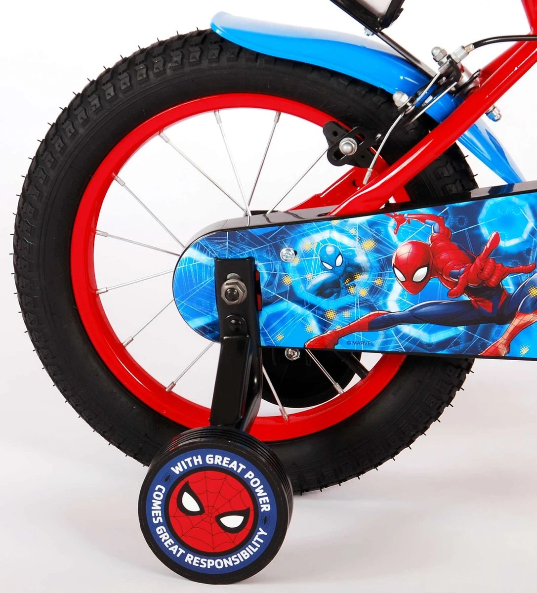 Spider-Man Kinderfiets - Jongens - 14 Inch - Rood/Blauw - Twee Handremmen - Afbeelding 3