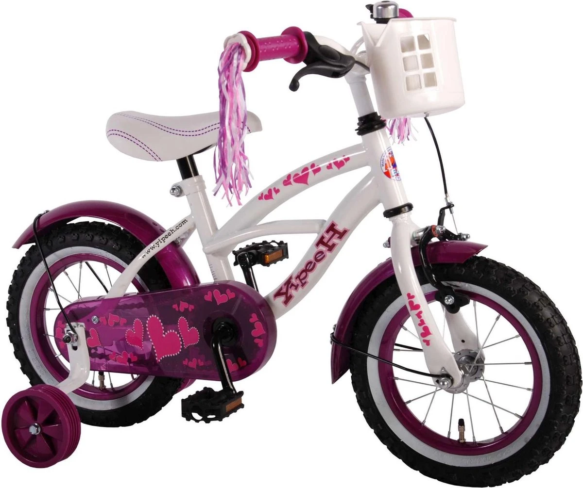 Volare Heart Cruiser Kinderfiets - Meisjes - 12 Inch - Wit Paars - Afbeelding 2
