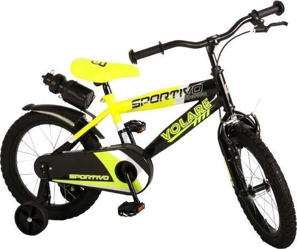 Volare Sportivo Kinderfiets - Jongens - 16 Inch - Neon Geel Zwart - 95% Afgemonteerd - Afbeelding 12