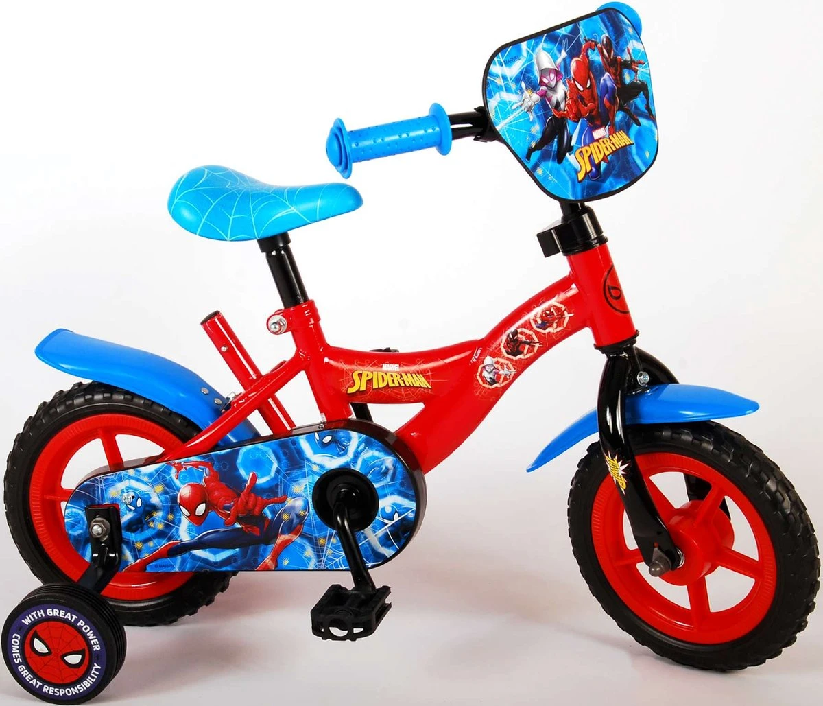 Marvel Spider-Man Kinderfiets - Jongens - 10 Inch - Rood/Blauw - Doortrapper - Afbeelding 12