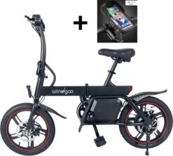 Merkloos Windgoo B20 PRO - E Bike - Elektrische Fiets - 16 Inch - 250W - 7.8Ah Batterij - Max. 25km/u - Zwart - Incl. GSM Houder