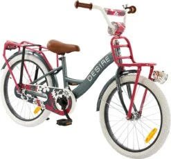 2Cycle Desire Kinderfiets - 20 Inch - Voordrager -Grijs-Roze - Meisjesfiets