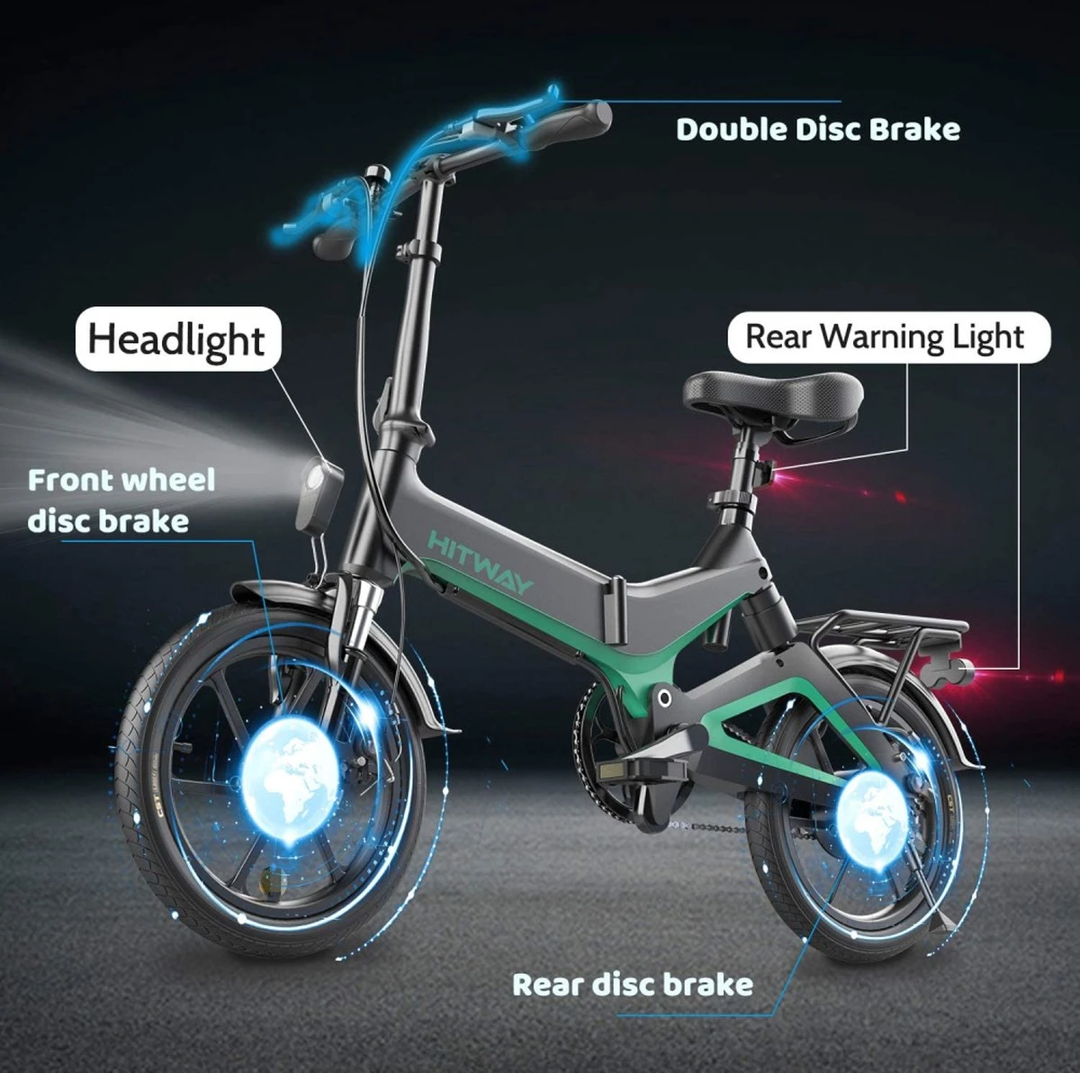 HITWAY Elektrische Fiets - Opvouwbare E-bike - 16 Inch-250W-2023 Model - Afbeelding 5