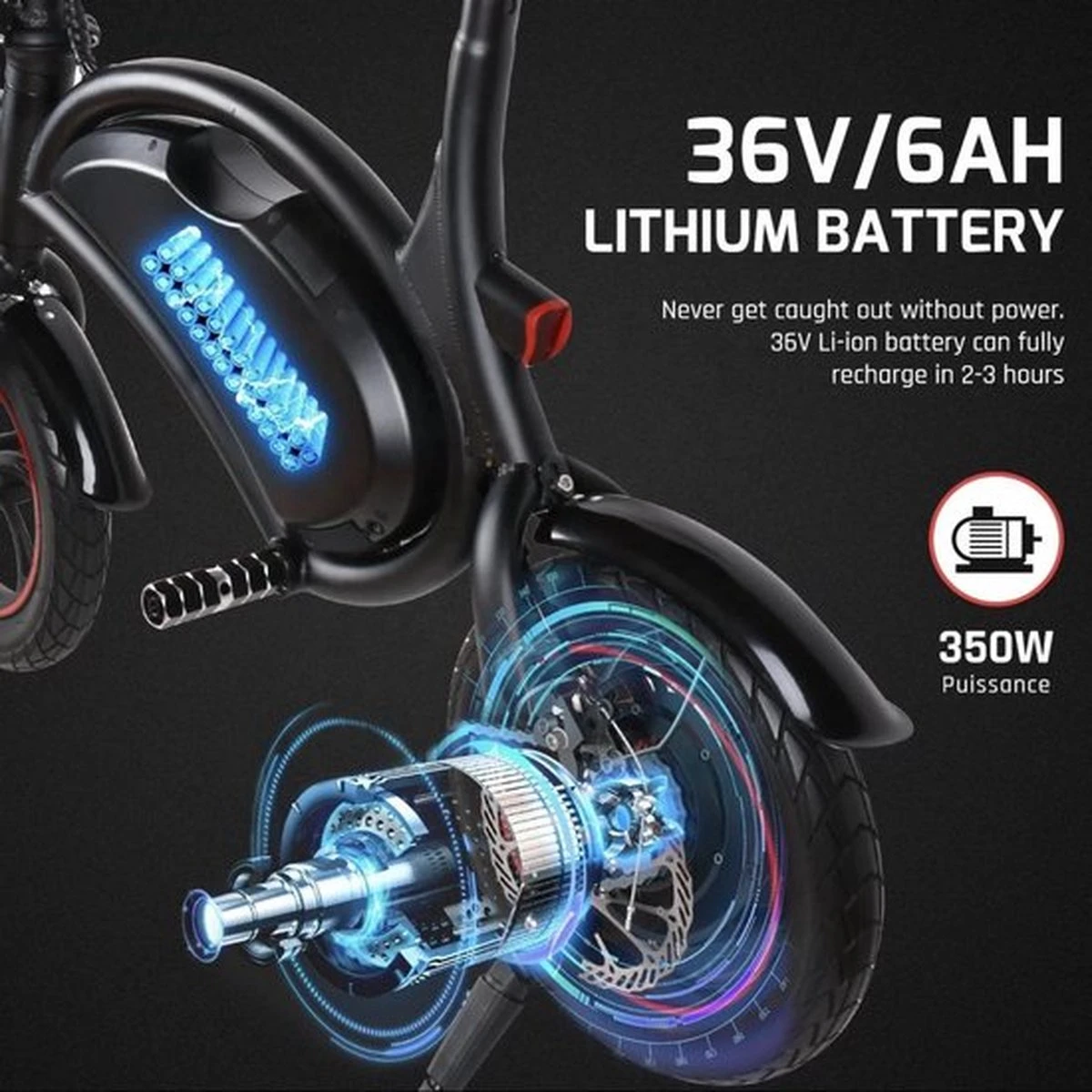 Windgoo B3 Mini-scooter - Opvouwbare Fiets - Zwart - Afbeelding 8