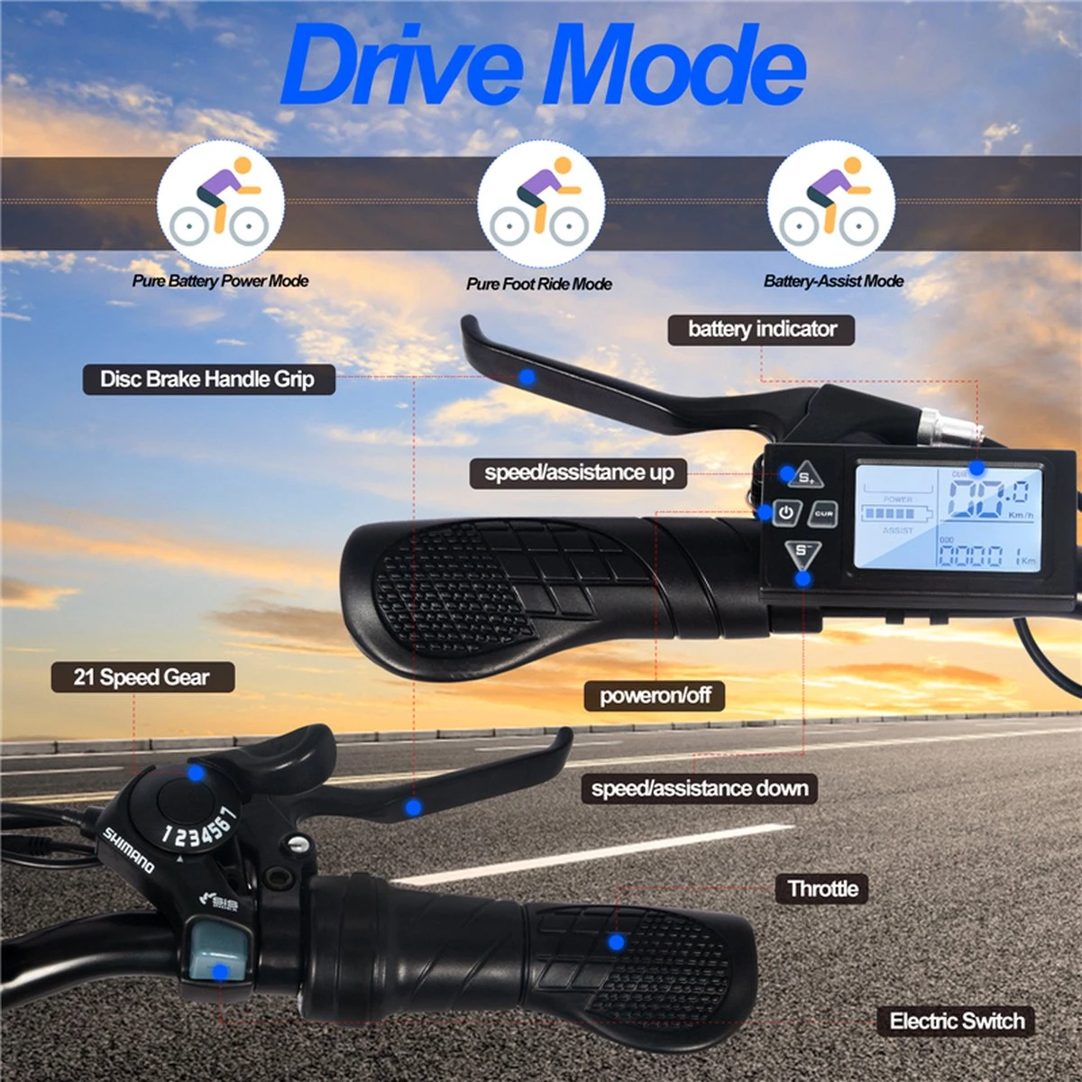 Elektrische Fiets E-Fietsen | E-bike- 26 Inch - Volwassen 250w Elektrische Fiets Volwassen-BK1-Wit - Afbeelding 3