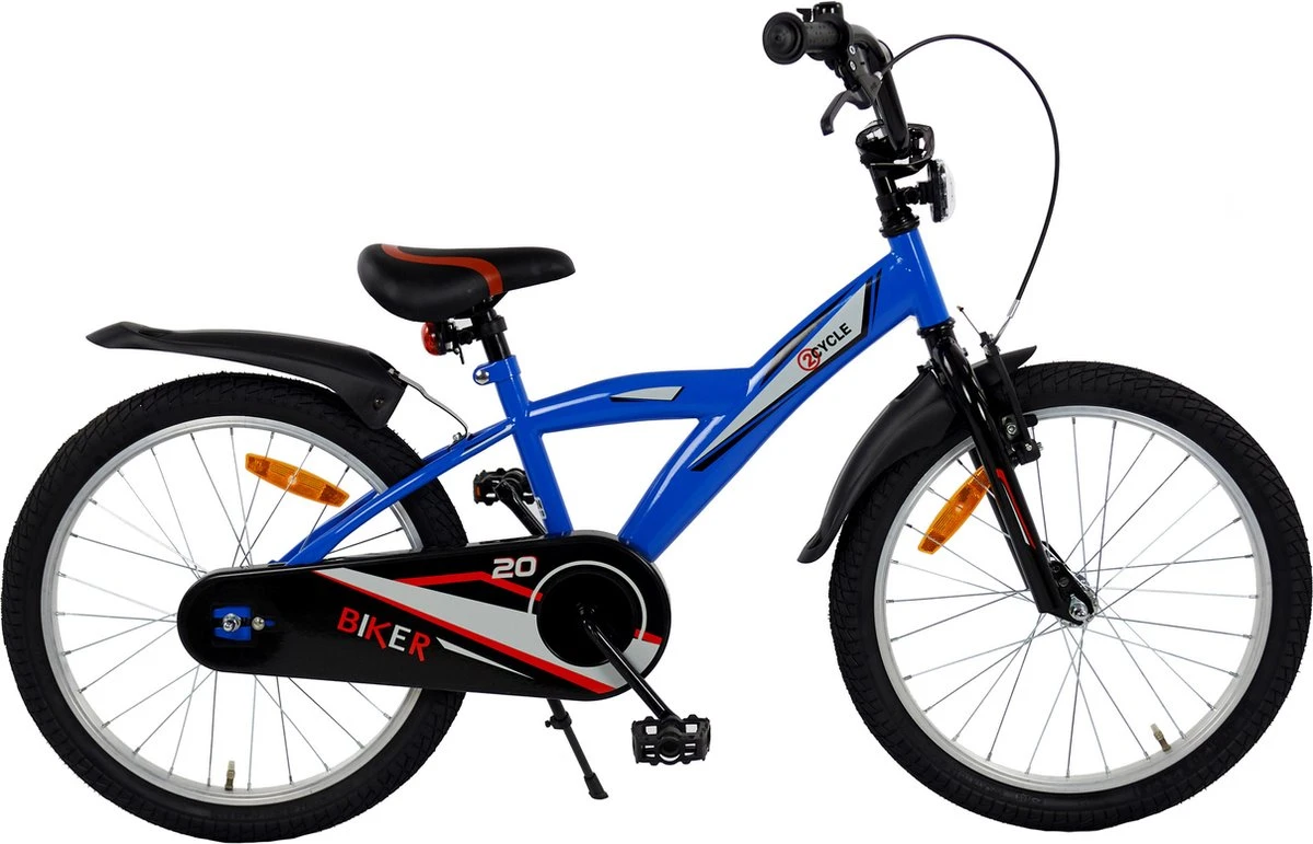 2Cycle Biker Kinderfiets - 20 Inch - Blauw - Jongensfiets - Afbeelding 5