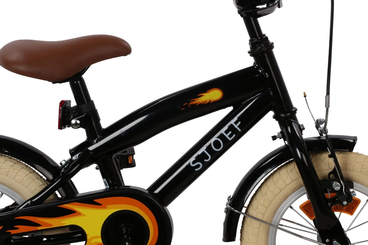 SJOEF Cruise Jongensfiets 12 Inch - Zwart - Afbeelding 3