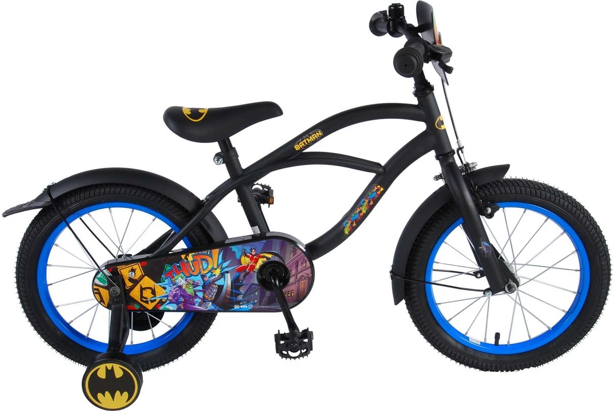 Volare Batman Kinderfiets - Jongens - 16 Inch - Zwart/Blauw - 95% Afgemonteerd