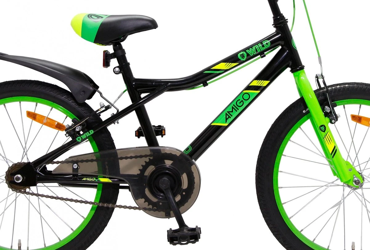 Amigo Wild - Mountainbike 20 Inch - Voor Jongens En Meisjes - Zwart/Groen - Afbeelding 4