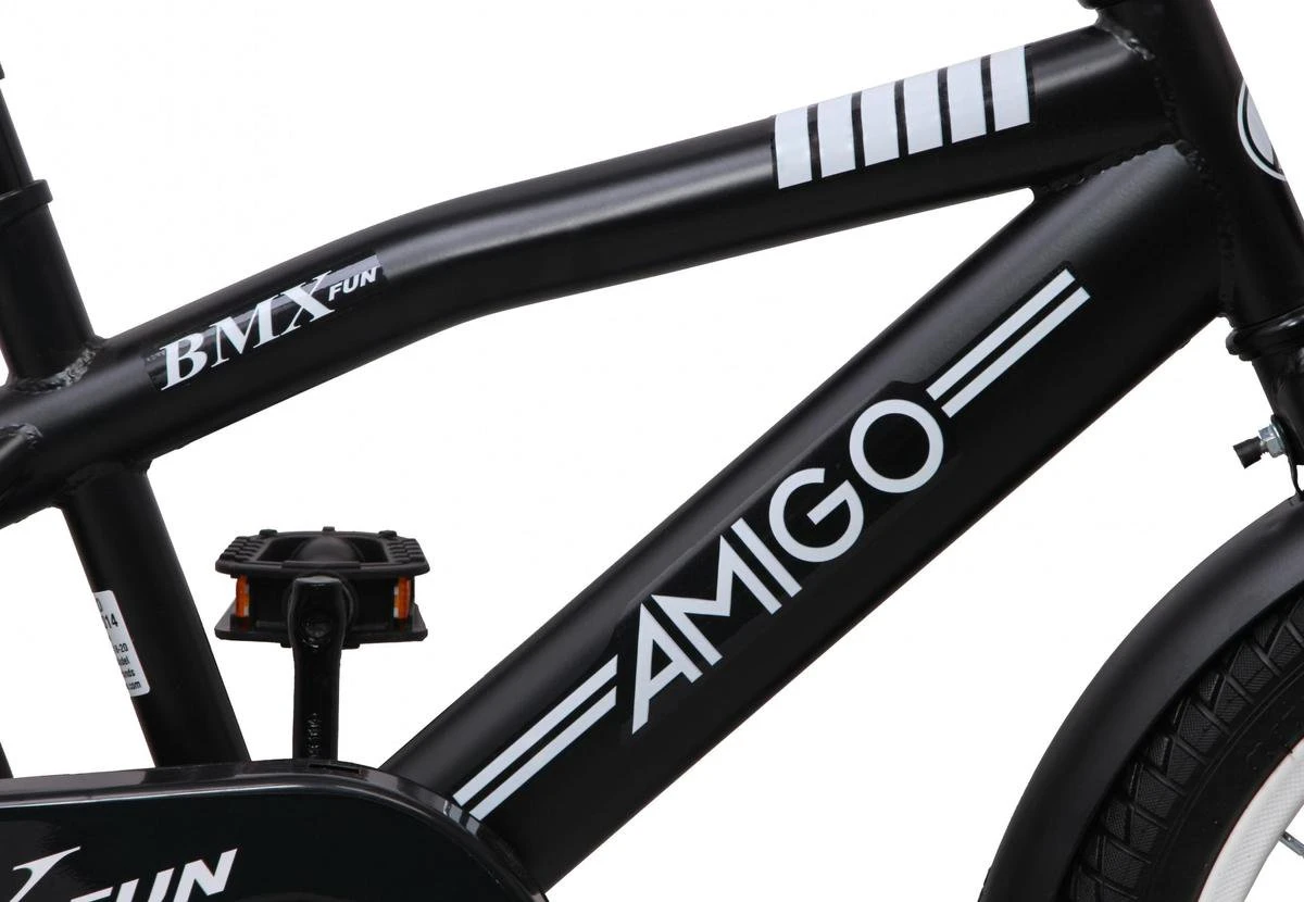 Amigo BMX Fun Jongensfiets - Kinderfiets 16 Inch - Matzwart - Afbeelding 11