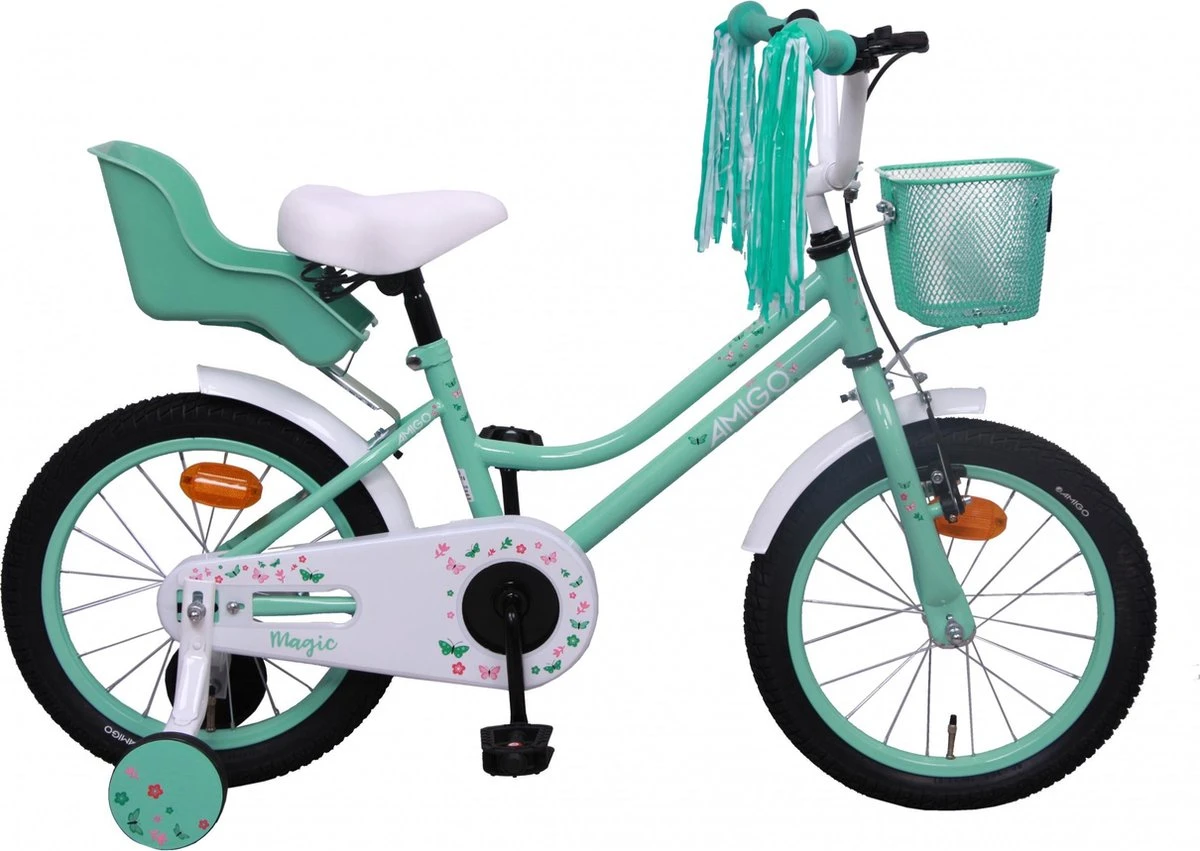 Amigo Magic Meisjesfiets - Kinderfiets 16 Inch - Turquoise