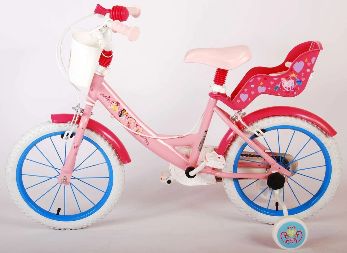Volare Disney Princess Kinderfiets - Meisjes - 16 Inch - Roze Blauw - Twee Handremmen - Afbeelding 3