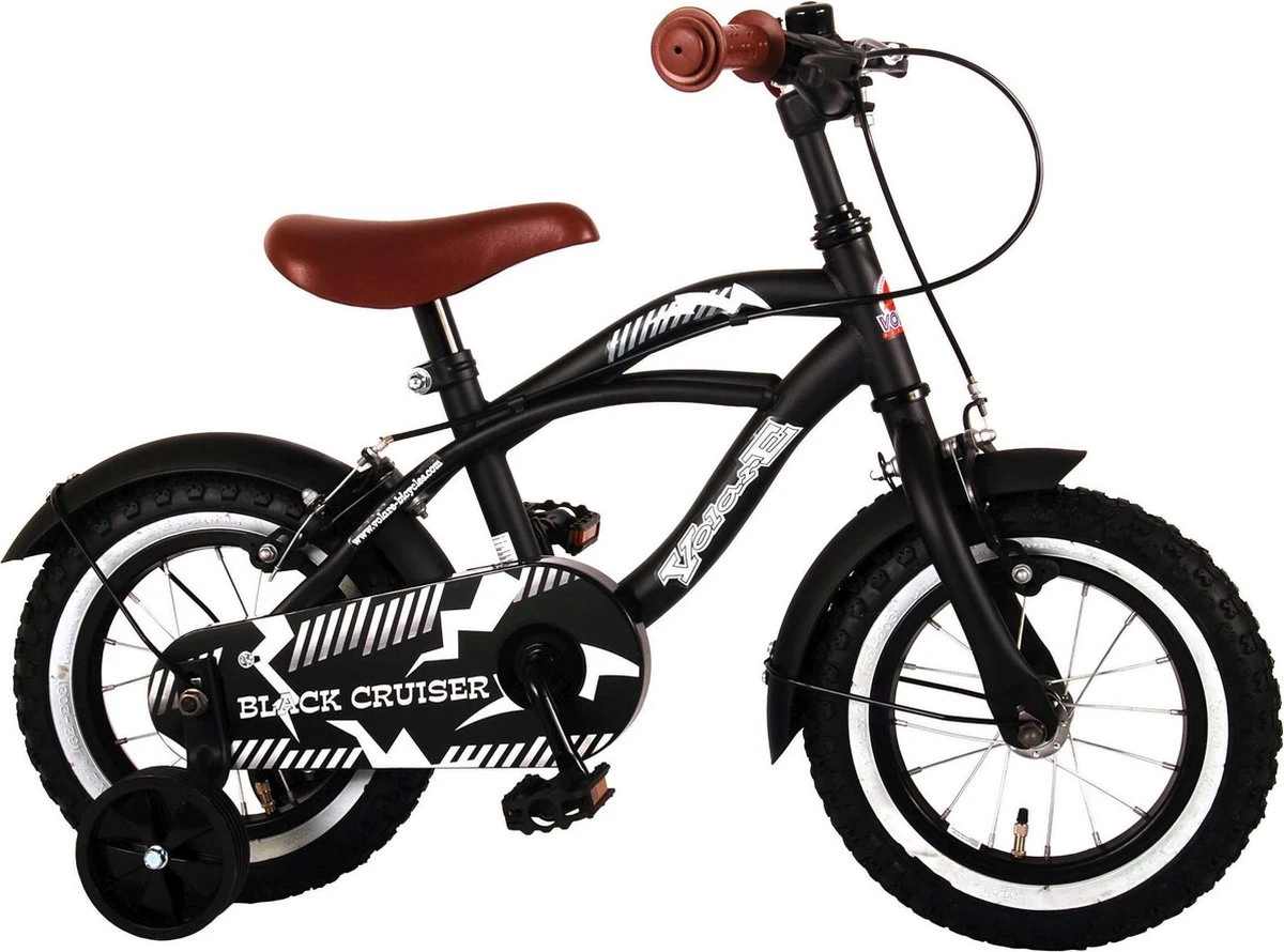 Volare Black Cruiser Kinderfiets - Jongens - 12 Inch - Zwart - 2 Handremmen - Afbeelding 2