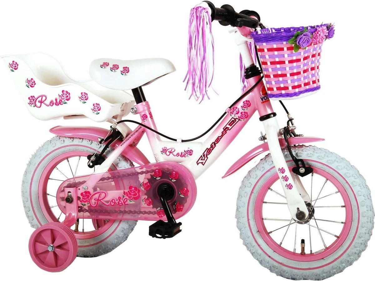Volare Rose Kinderfiets - Meisjes - 12 Inch - Roze - 2 Handremmen - Afbeelding 2