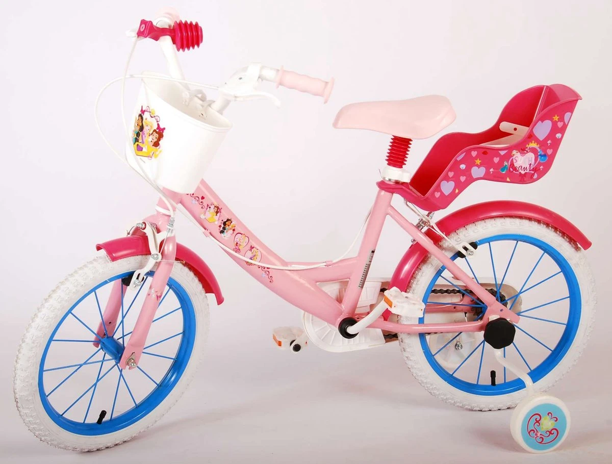 Volare Disney Princess Kinderfiets - Meisjes - 16 Inch - Roze Blauw - Twee Handremmen - Afbeelding 4