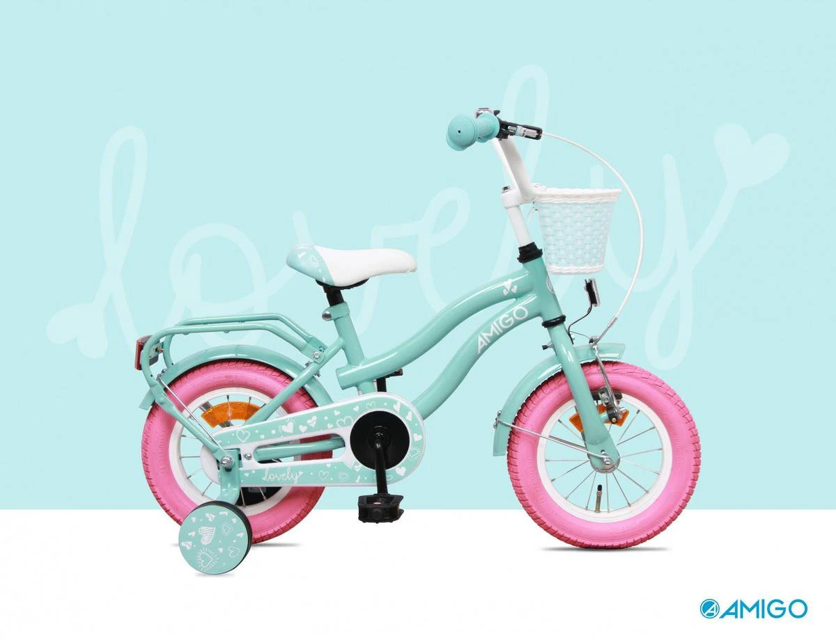 Amigo Lovely Meisjesfiets - Kinderfiets 12 Inch - Turquoise - Afbeelding 12
