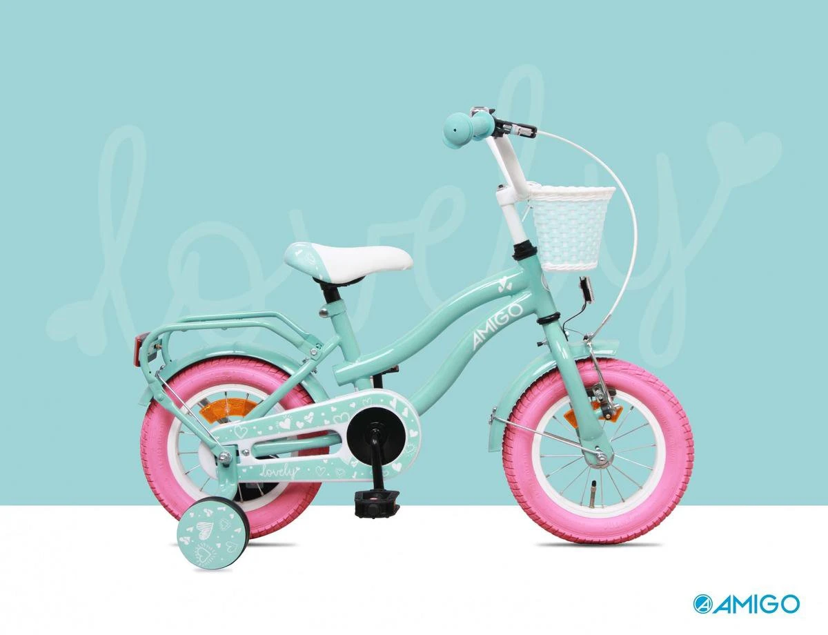 Amigo Lovely Meisjesfiets - Kinderfiets 12 Inch - Turquoise - Afbeelding 14