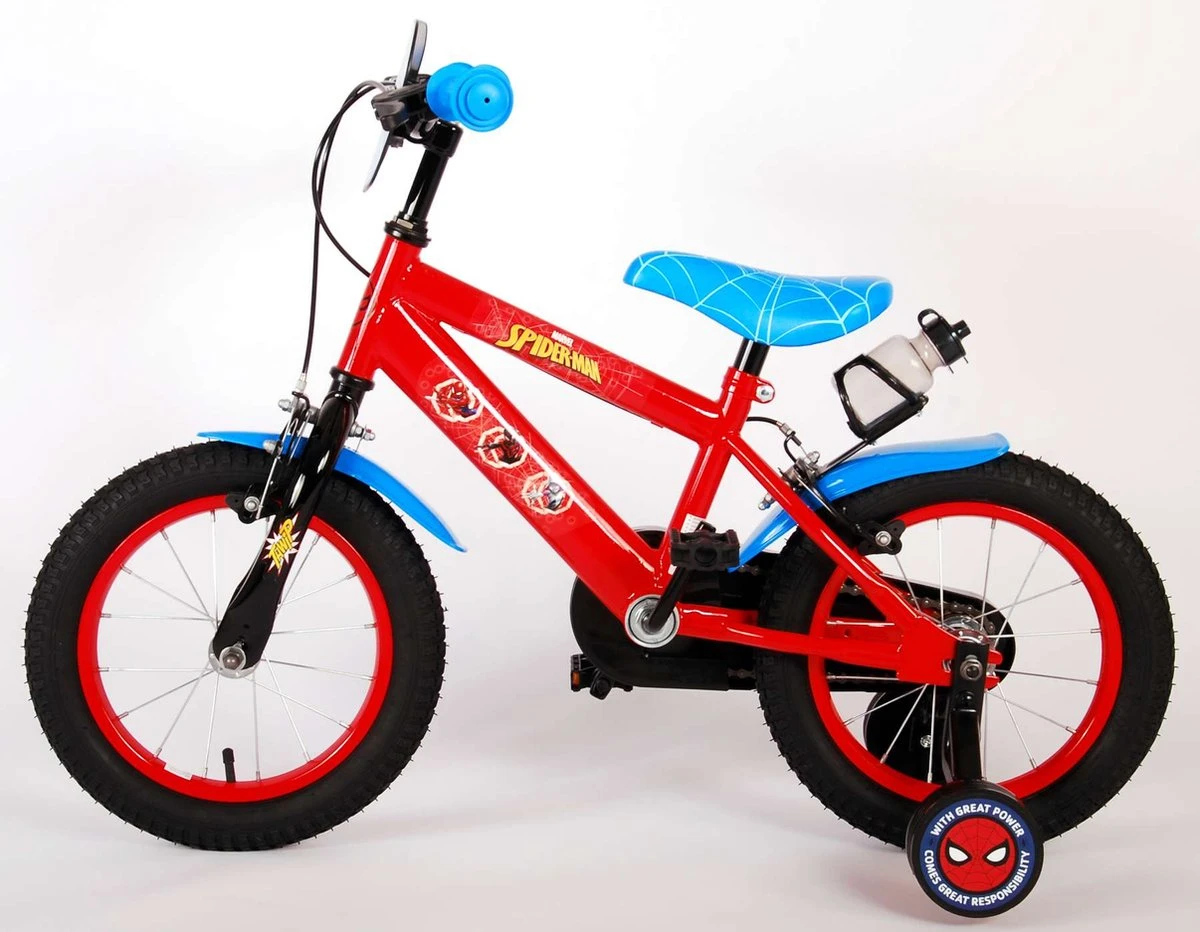 Spider-Man Kinderfiets - Jongens - 14 Inch - Rood/Blauw - Twee Handremmen - Afbeelding 14