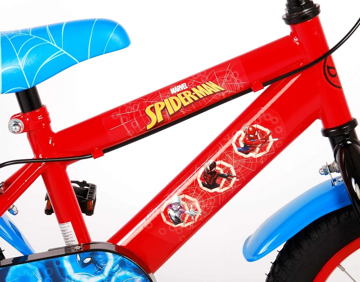 Spider-Man Kinderfiets - Jongens - 14 Inch - Rood/Blauw - Twee Handremmen - Afbeelding 6
