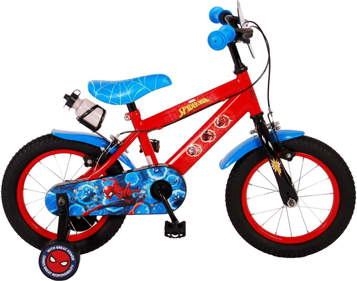 Spider-Man Kinderfiets - Jongens - 14 Inch - Rood/Blauw - Twee Handremmen - Afbeelding 7