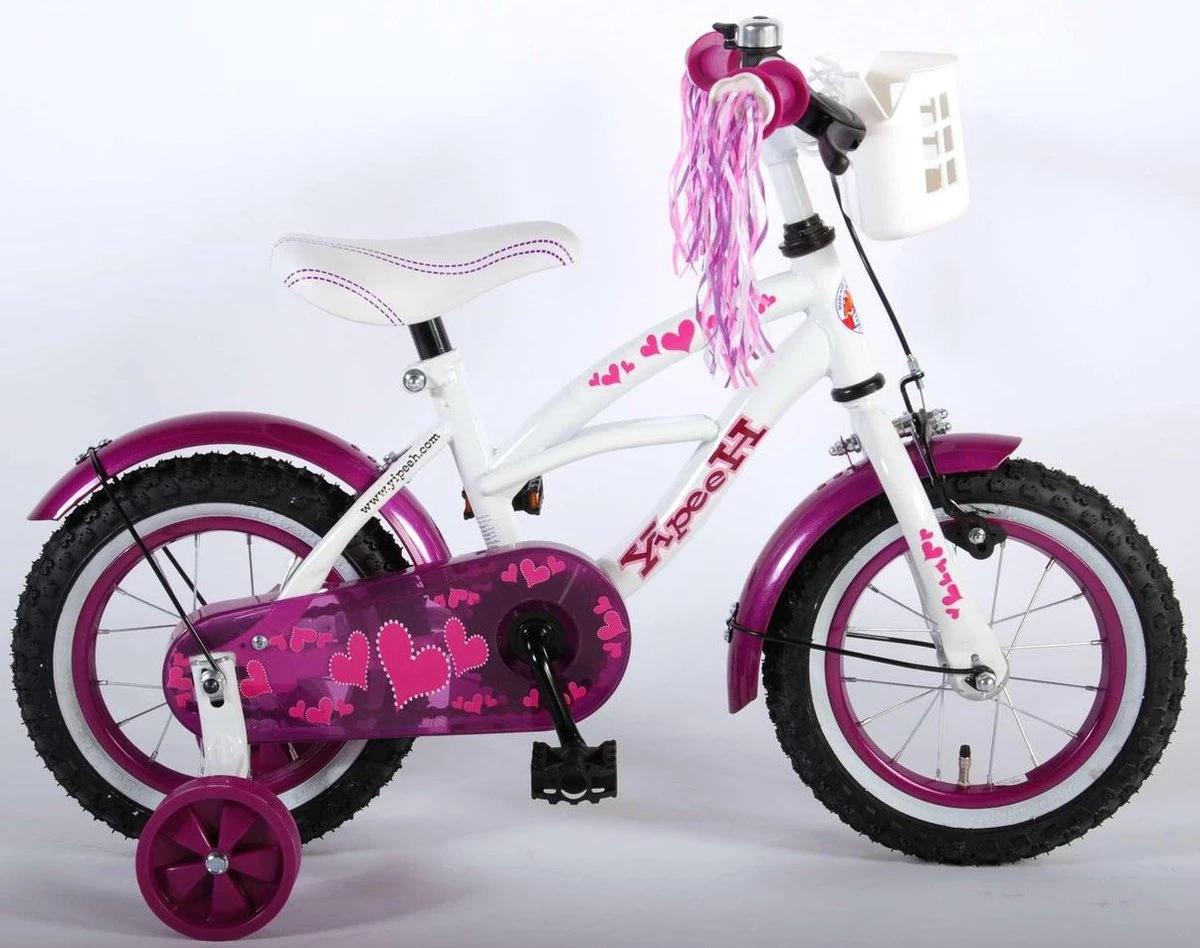 Volare Heart Cruiser Kinderfiets - Meisjes - 12 Inch - Wit Paars - Afbeelding 9