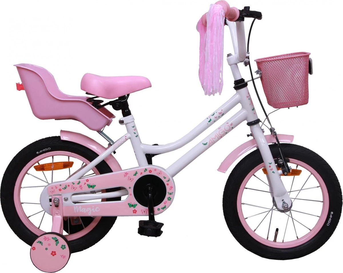 Amigo Magic Meisjesfiets - Kinderfiets 16 Inch - Wit