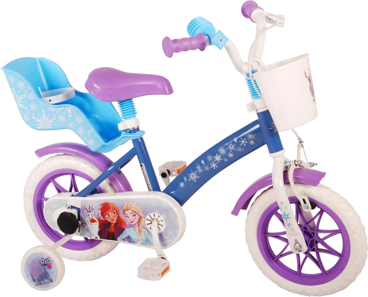 Volare Disney Frozen Kinderfiets - Meiden - 12 Inch - Blauw Paars - Doortrapsysteem