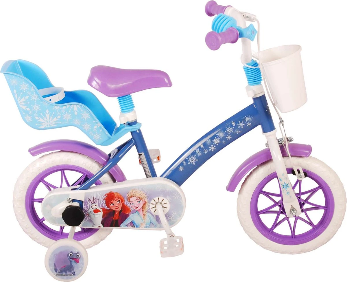 Volare Disney Frozen Kinderfiets - Meiden - 12 Inch - Blauw Paars - Doortrapsysteem - Afbeelding 3
