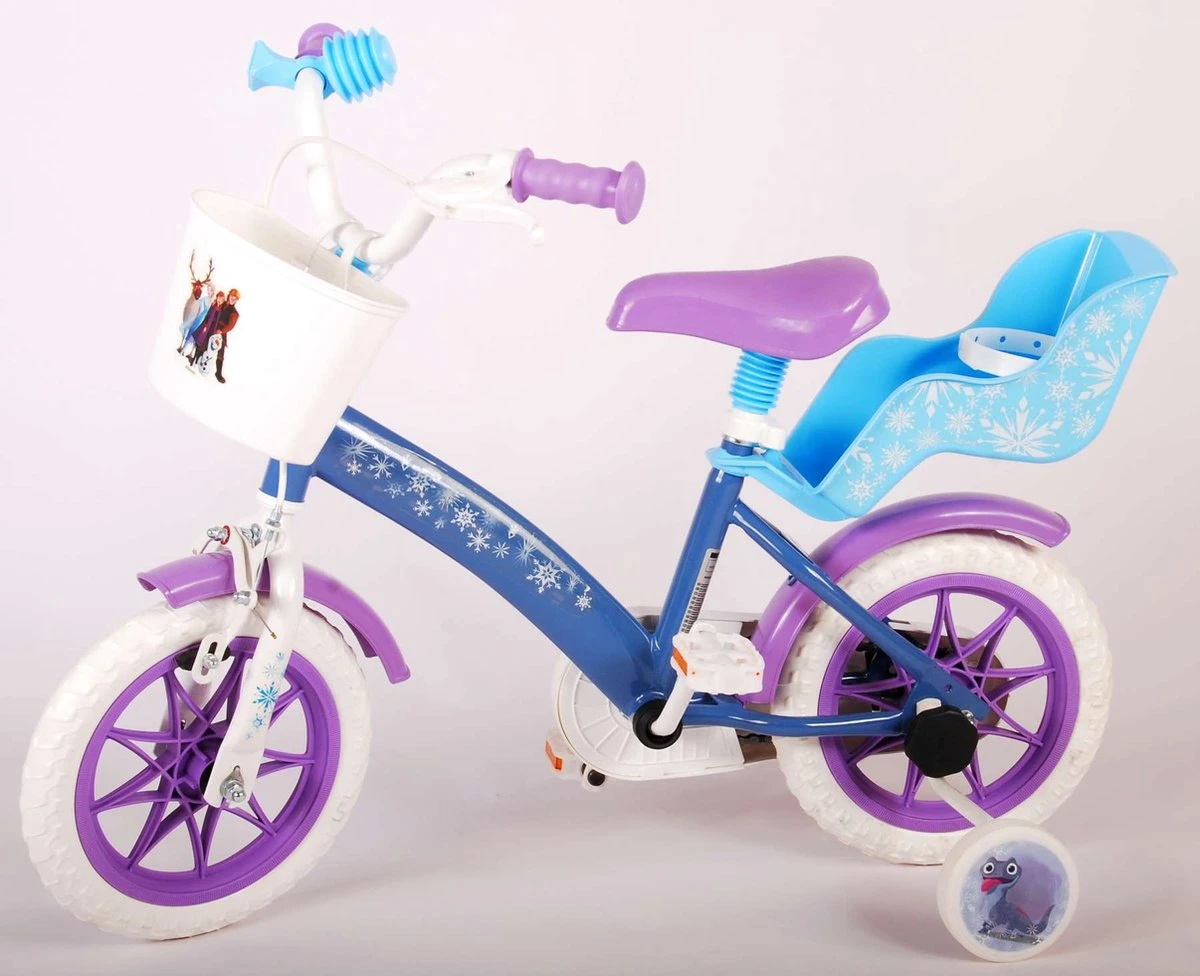 Volare Disney Frozen Kinderfiets - Meiden - 12 Inch - Blauw Paars - Doortrapsysteem - Afbeelding 7