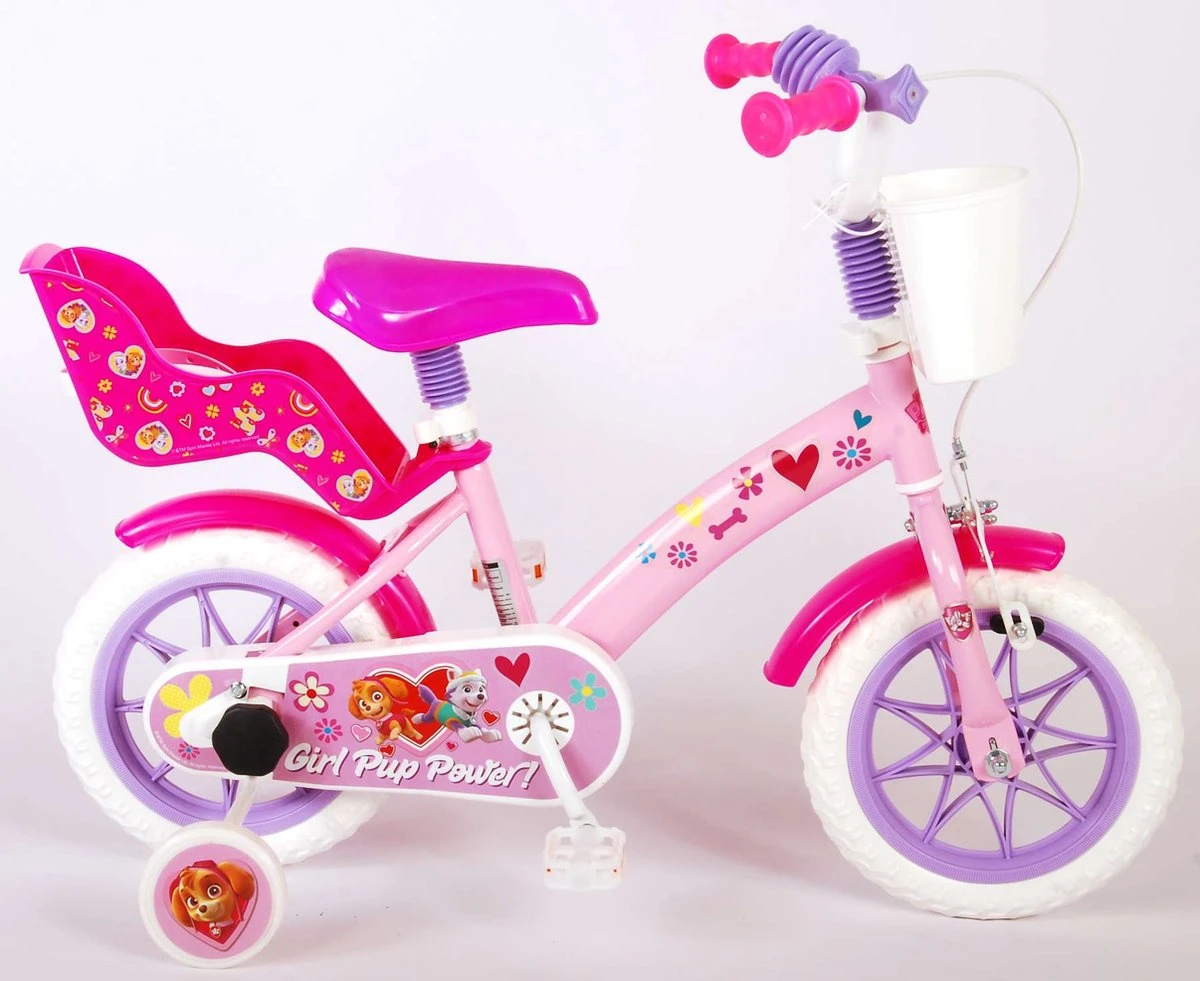Volare Paw Patrol Kinderfiets - Meiden - 12 Inch - Roze - Doortrapper - Afbeelding 10