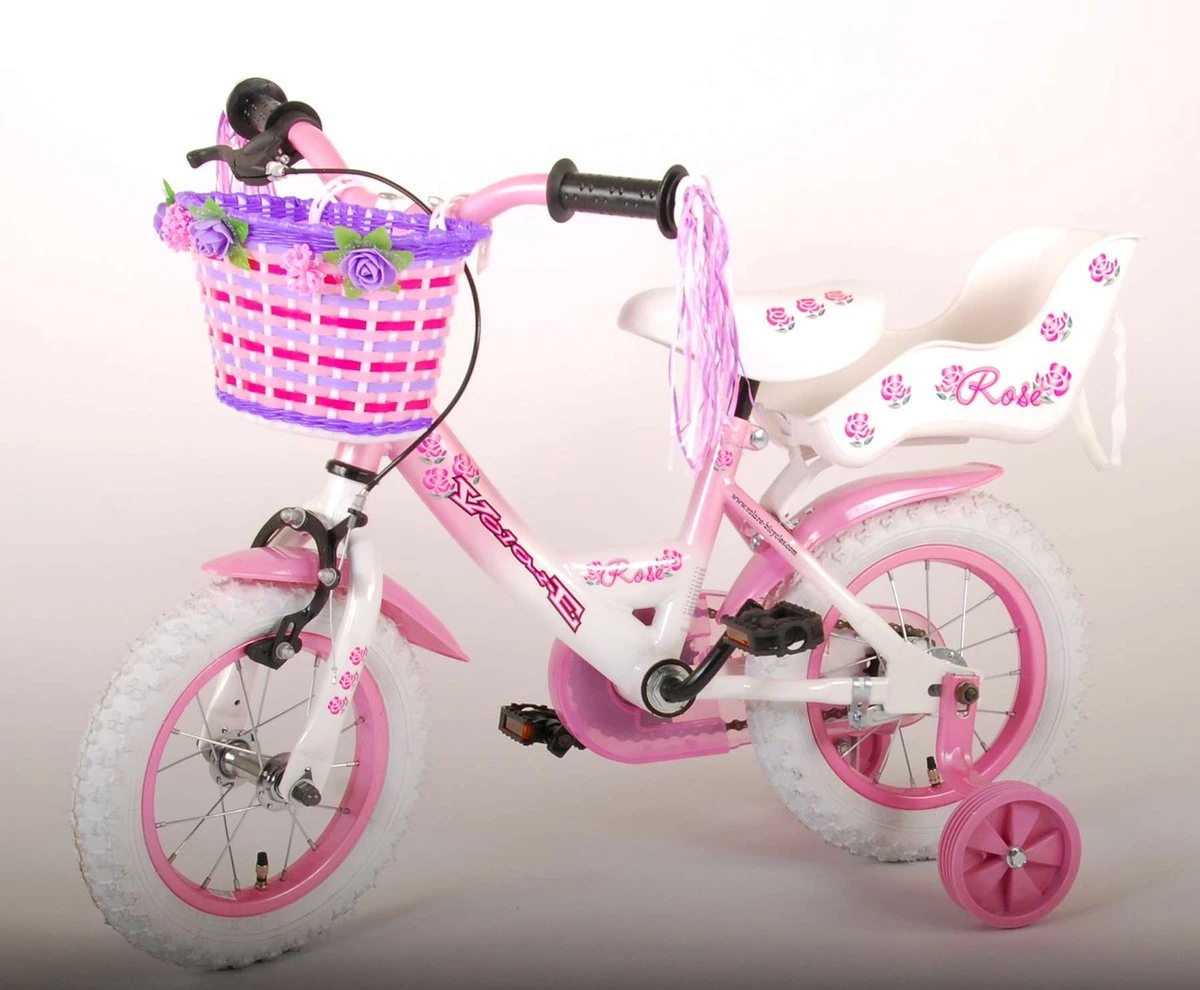 Volare Rose Kinderfiets - 12 Inch - Meisjes - Roze/wit - 95% Afgemonteerd - Afbeelding 15