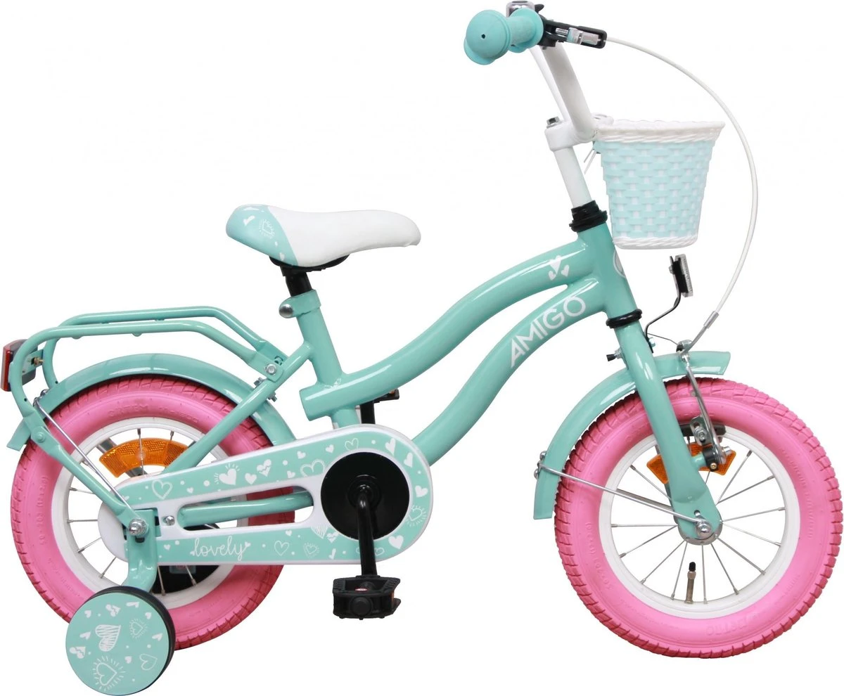 Amigo Lovely Meisjesfiets - Kinderfiets 12 Inch - Turquoise - Afbeelding 9