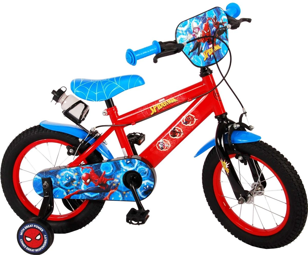 Spider-Man Kinderfiets - Jongens - 14 Inch - Rood/Blauw - Twee Handremmen - Afbeelding 2
