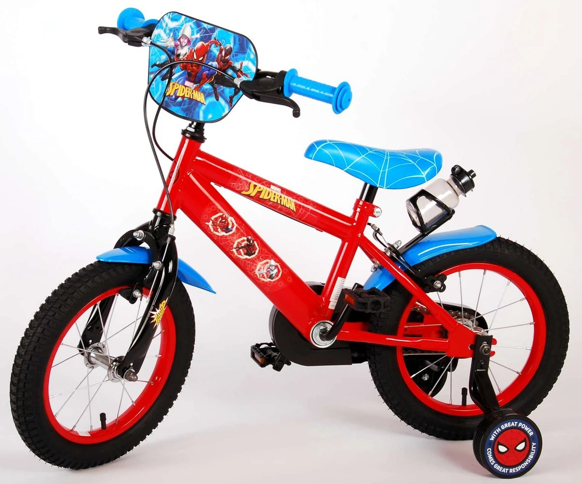 Spider-Man Kinderfiets - Jongens - 14 Inch - Rood/Blauw - Twee Handremmen - Afbeelding 11