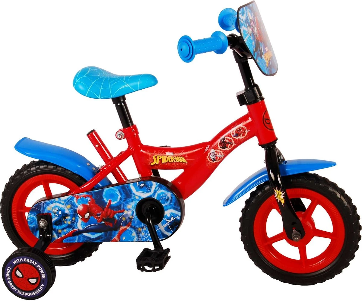 Marvel Spider-Man Kinderfiets - Jongens - 10 Inch - Rood/Blauw - Doortrapper - Afbeelding 13