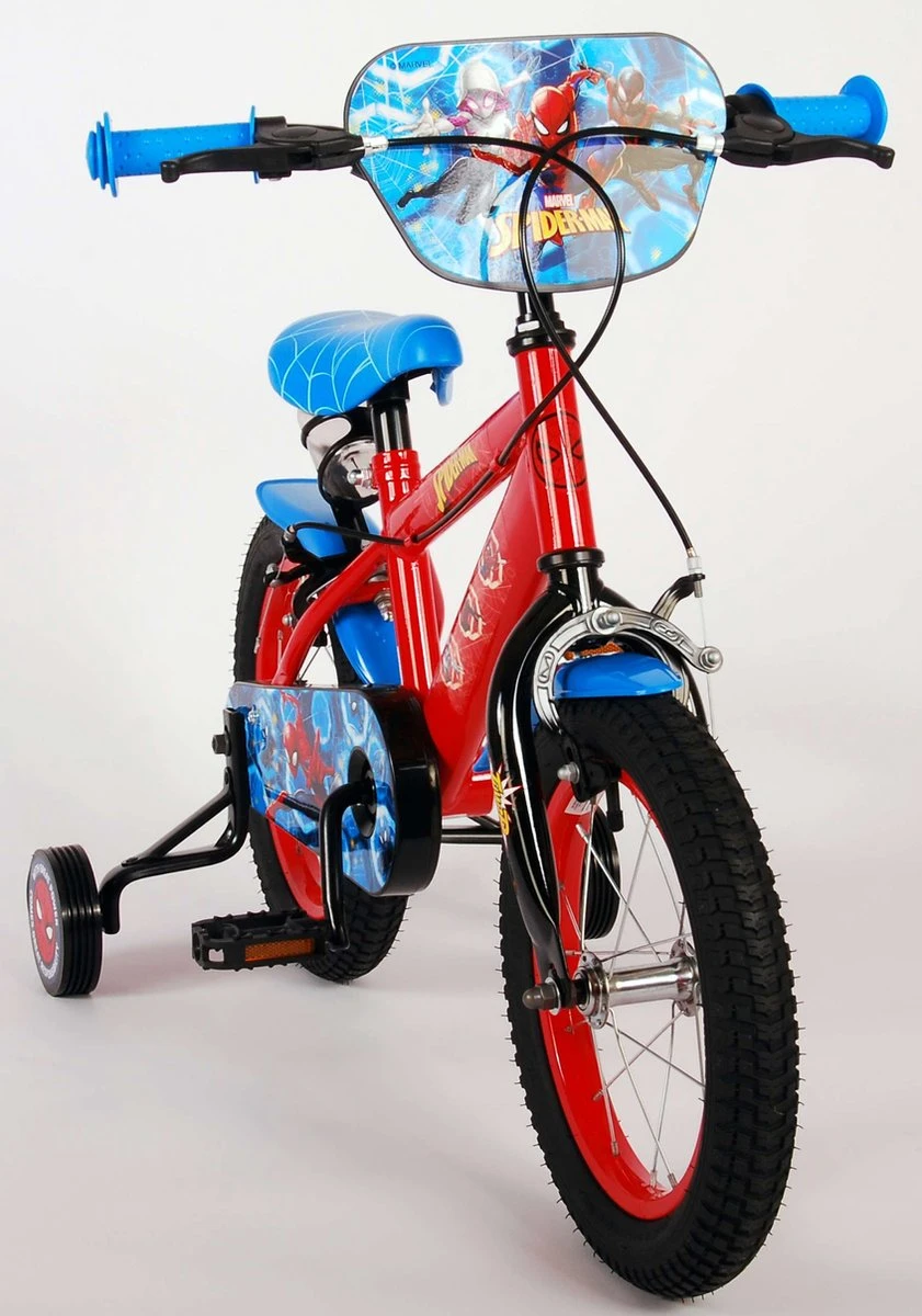 Spider-Man Kinderfiets - Jongens - 14 Inch - Rood/Blauw - Twee Handremmen - Afbeelding 9