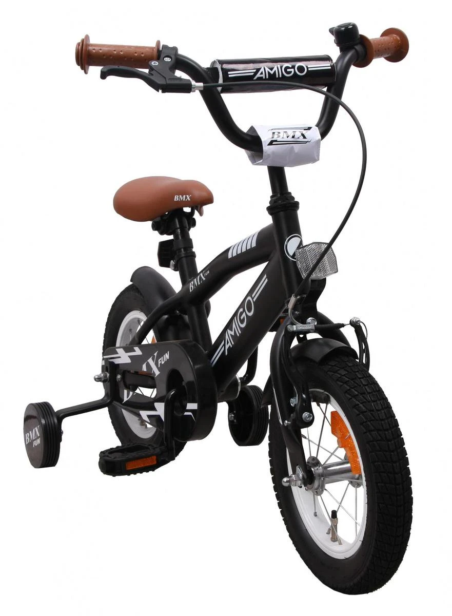 Amigo BMX Fun Jongensfiets - Kinderfiets 12 Inch - Matzwart - Afbeelding 2