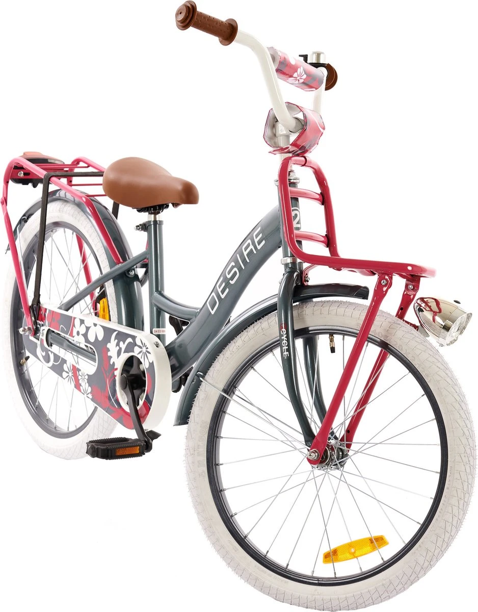 2Cycle Desire Kinderfiets - 20 Inch - Voordrager -Grijs-Roze - Meisjesfiets - Afbeelding 5
