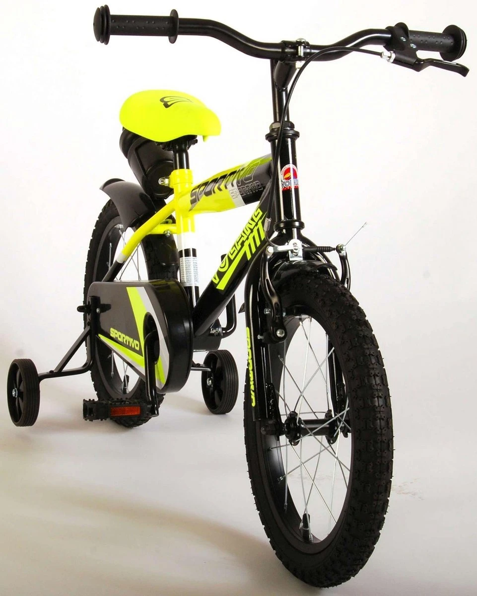 Volare Sportivo Kinderfiets - Jongens - 16 Inch - Neon Geel Zwart - 95% Afgemonteerd - Afbeelding 9